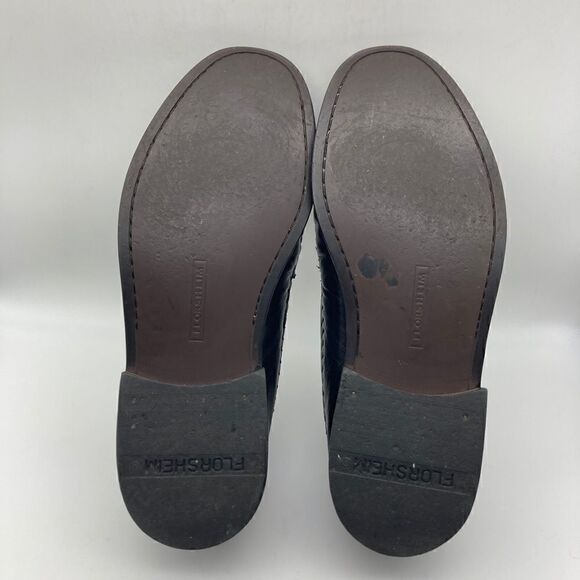 Florsheim 18469 Alligator Print Black Leather Men’s Loafers Size 8 1/2 EEE